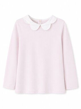 Jacadi Paris Light Pink Scalloped Collar Long Sleeve Top | Approx. Girls Size 8